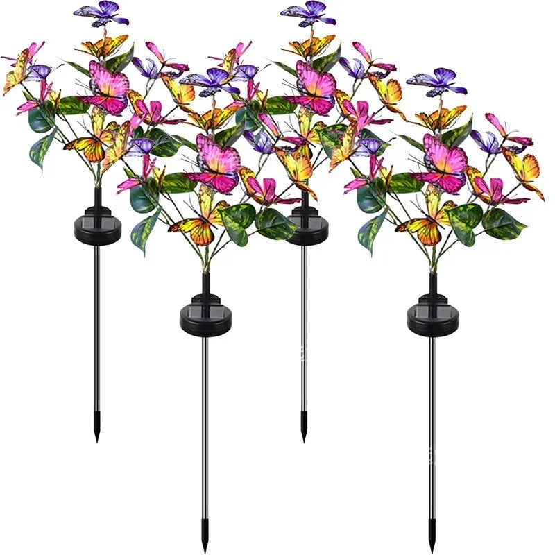 1/2/4PCS Garden Lights Solar Simulation Flower Butterfly Lawn Light Ground Plug Lamp Waterproof Lawn Light Holiday Decoration