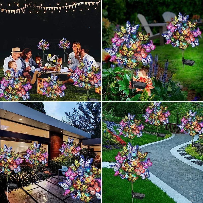 1/2/4PCS Garden Lights Solar Simulation Flower Butterfly Lawn Light Ground Plug Lamp Waterproof Lawn Light Holiday Decoration