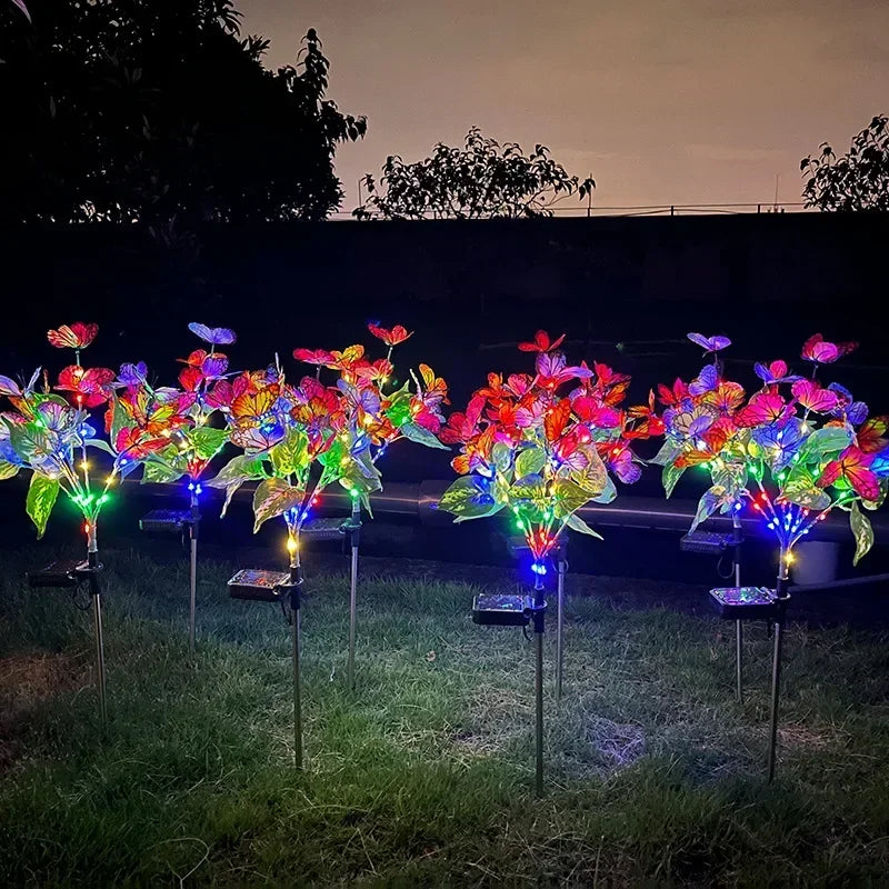 1/2/4PCS Garden Lights Solar Simulation Flower Butterfly Lawn Light Ground Plug Lamp Waterproof Lawn Light Holiday Decoration